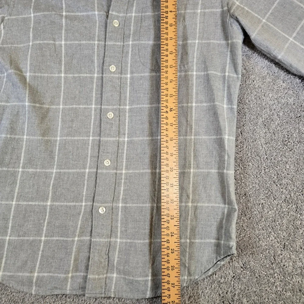 J Crew Brushed Twill Custom Fit Shirt Men's Gray & White Plaid Small Button Down